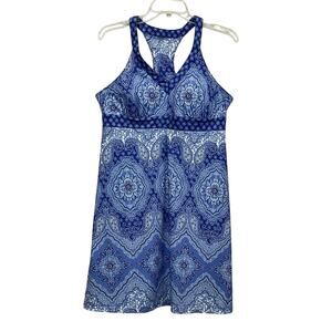 ZX Outdoor Lifestyle Racerback Active Dress Women's Size L Blue Paisley Vacation